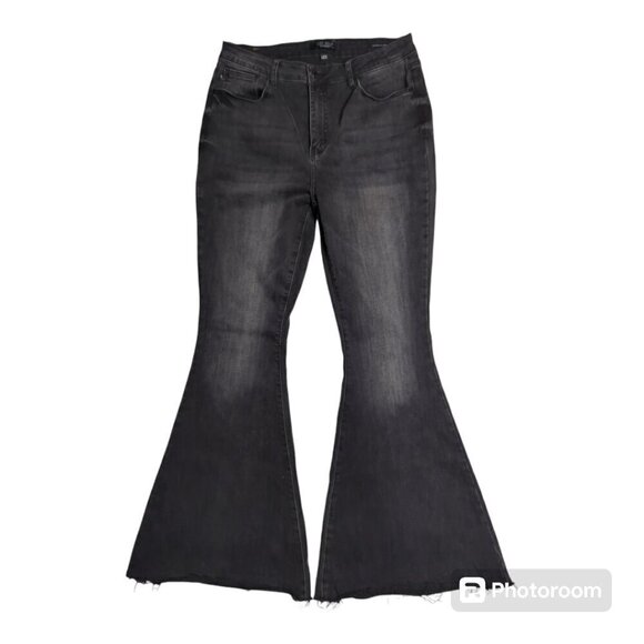 Judy Blue Womens High Rise Super Flare Stretch Jeans Size 13/31 Color Black Wide